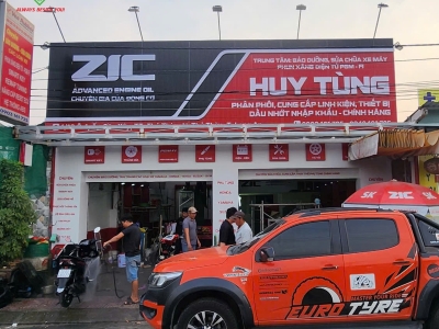 Thi công Biển hiệu quảng cáo Mặt dựng Alu dầu nhớt ZIC